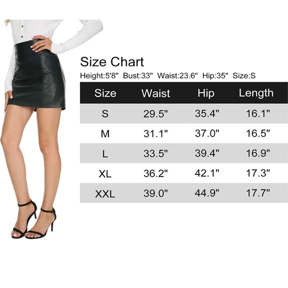 SOLD** Faux Leather Skirt, Bodycon Mini High Waist Casual Zip Slim Pencil - Picture 8 of 9